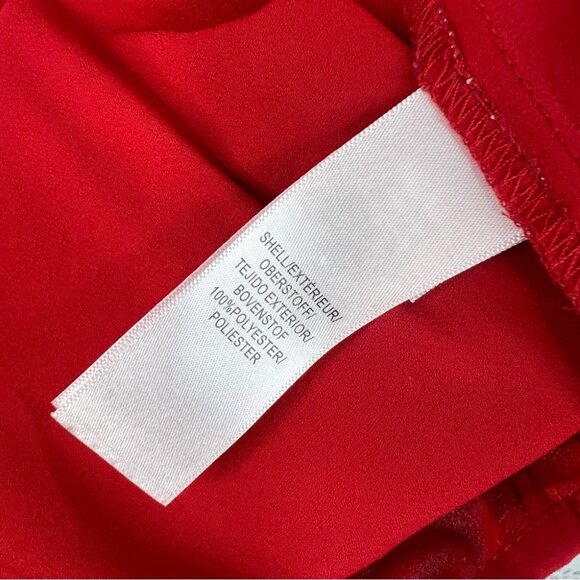 Adrianna Papell long sleeve bright Vibrant Red Blouse silver details buttons - Picture 7 of 9